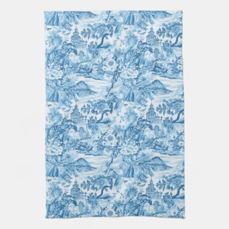 Classic Blue Toile Landschaft Geschirrtuch