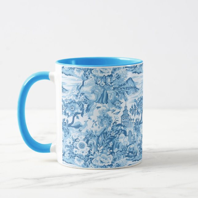 Classic Blue Toile Landschaft Tasse (Links)