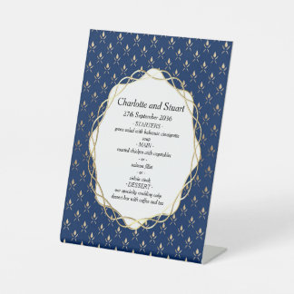 Classic Blue und Gold Wedding Sockelschild