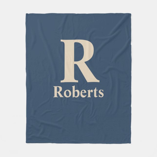 Classic Blue und Vanilla anfänglich/Vor/Nachname Fleecedecke (Vorderseite)