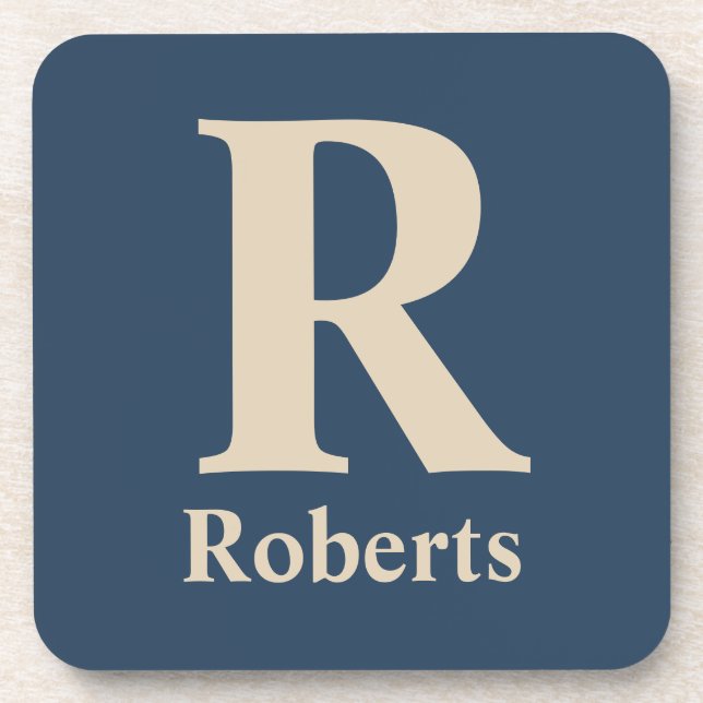 Classic Blue und Vanilla anfänglich/Vor/Nachname Getränkeuntersetzer (Vorderseite)