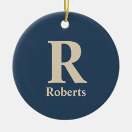 Classic Blue und Vanilla anfänglich/Vor/Nachname Keramik Ornament