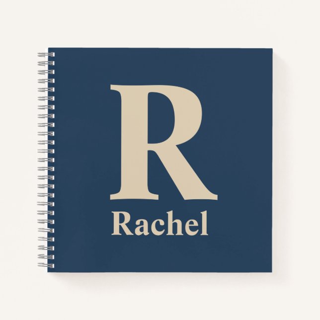 Classic Blue und Vanilla anfänglich/Vor/Nachname Notizbuch (Vorderseite)