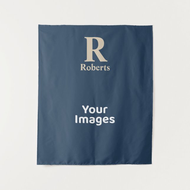 Classic Blue und Vanilla anfänglich/Vor/Nachname Wandteppich (Vorderseite)