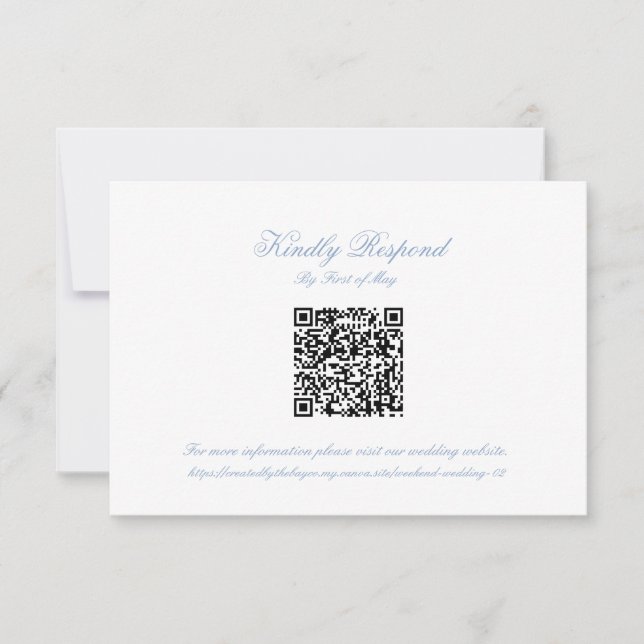 Classic Blue Wedding Monogram Crest QR RSVP Card (Vorderseite)