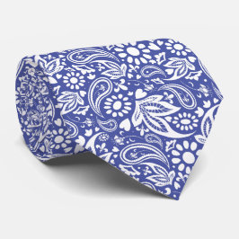 Classic Blue White Boho Chic Paisley Pattern Krawatte