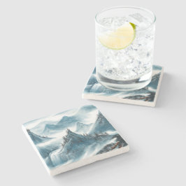 Classic Blue White Chinoiserie Landschaftsbild Mal Steinuntersetzer