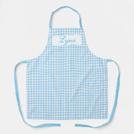 Classic Blue & White Gingham | Personalized Name Schürze