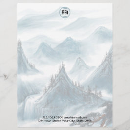 Classic Blue White Mountain View Letterhead Briefbogen