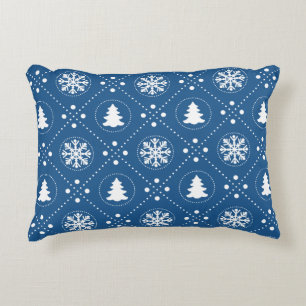 Classic Blue White Snowflake Weihnachtsbaumdesign Zierkissen