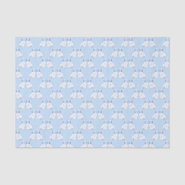 Classic Blue & White Staffordshire Spaniel Hunde Seidenpapier (Vorderseite)