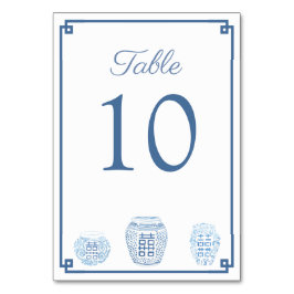 Classic Blue White Watercolor Ginger Jar Wedding Tischnummer
