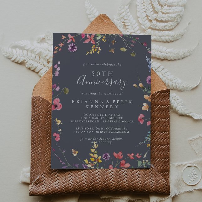 Classic Blue Wild 50. Hochzeitstag Einladung (Von Creator hochgeladen)