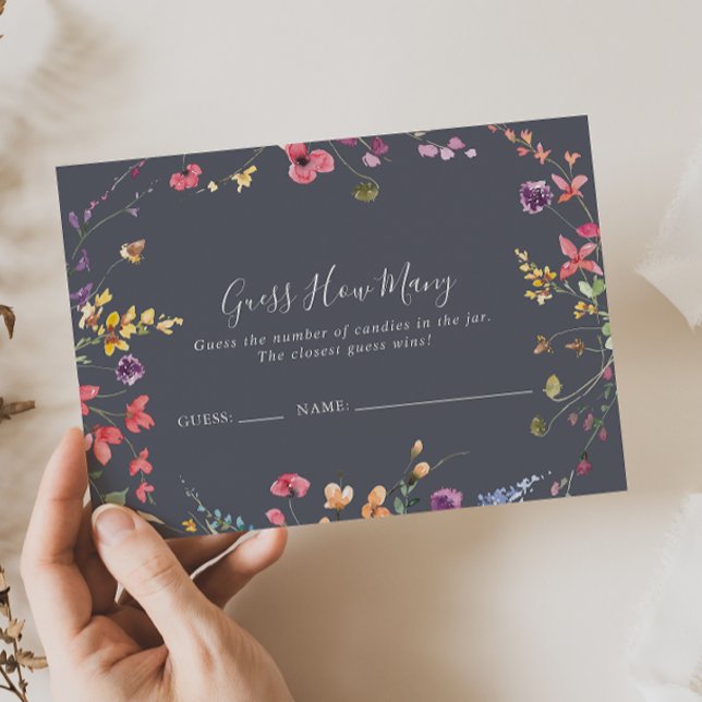 Classic Blue Wild Floral Guess Wie viele Game Card Visitenkarte (Von Creator hochgeladen)