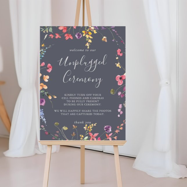 Classic Blue Wild Floral Unplugged Zeremonie Poster (Von Creator hochgeladen)