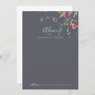 Classic Blue Wild Floral Wedding Advice Card Hinweiskarte