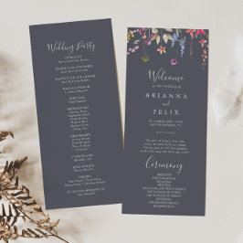 Classic Blue Wild Floral Wedding Program Programm