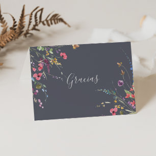 Classic Blue Wild Folded Wedding Gracias Card Dankeskarte