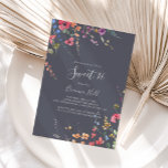 Classic Blue Wild Sweet 16 Geburtstagsparty Einladung<br><div class="desc">Diese klassisch blaue,  süße 16 Geburtstagsfeier lädt zu einer rustikalen Geburtstagsfeier ein. Die gelbe,  lila,  weiße Blume mit Blattwerk in einer Rose und grünem Aquarell.</div>