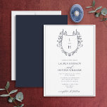 Classic Blue Wildblume Monogram Wappen Wedding Einladung<br><div class="desc">Suchen Sie eine moderne Drehung auf klassische Hochzeitsreise? Dann schauen Sie sich unser Classic Navy Blue Wildblume Monogram Wappen Wedding Invitation an! Diese schöne Einladung ist mit einem handgezeichneten Wappen entworfen, das mit Wildblumen und Schmetterlingen geschmückt ist. Es enthält Ihre Monogramm-Initialen in einem stilvollen Schriftart und ist mit handgeschriebener Kalligrafie...</div>