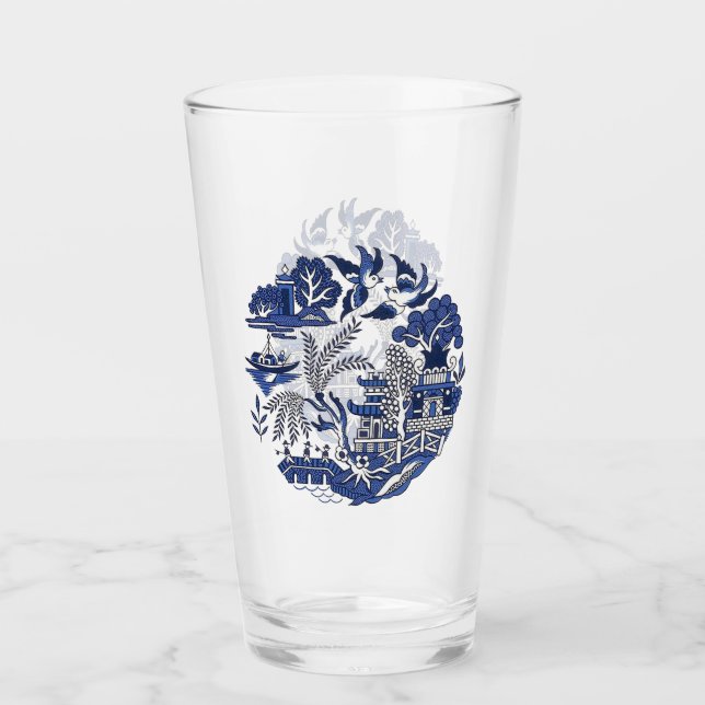 Classic Blue Willow China Design Glas (Vorderseite)