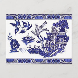 Classic Blue Willow Design Postkarte