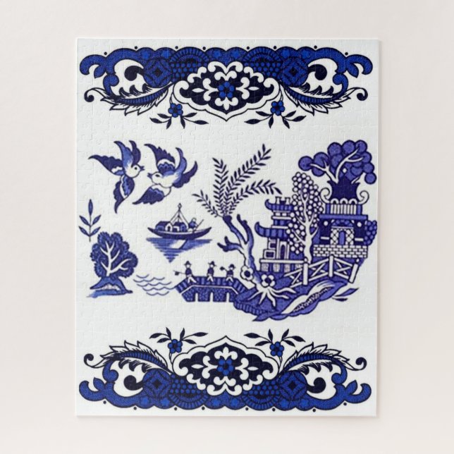 Classic Blue Willow Design Puzzle (Vertikal)