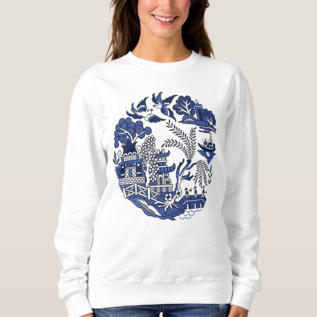 Classic Blue Willow Design Sweatshirt (Vorderseite)