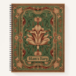 Classic blüh peach smaragdgrün Ornamente Notizbuch