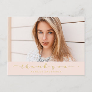 Classic Blush Abschluss Foto Vielen Dank Postkarte