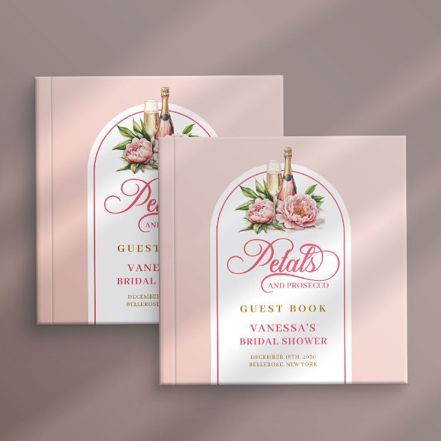 Classic blush and gold petals prosecco sign book gästebuch (Classic blush and gold petals prosecco sign book)
