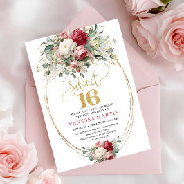 Classic Blush Burgundy White Sweet Sixteen Invite Einladung