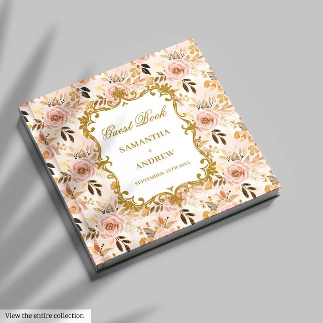 Classic Blush Gold Boho Wedding Gästebuchsignierun Gästebuch (Classic Blush Gold Boho Wedding Guest Book Signing)