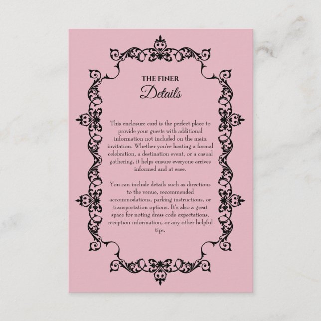 Classic Blush Pink Ornately Framed Wedding Begleitkarte (Vorderseite)