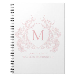 Classic Blush Pink Wappen Monogram Notebook Notizblock