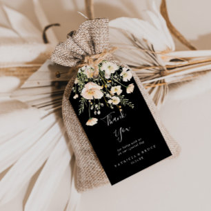 Classic Blush Wildblume Black Wedding Vielen Dank Geschenkanhänger