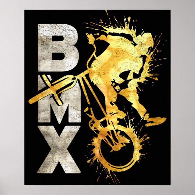Classic Bmx Bike | Bmx Silver Gold Poster Print (Vorne)