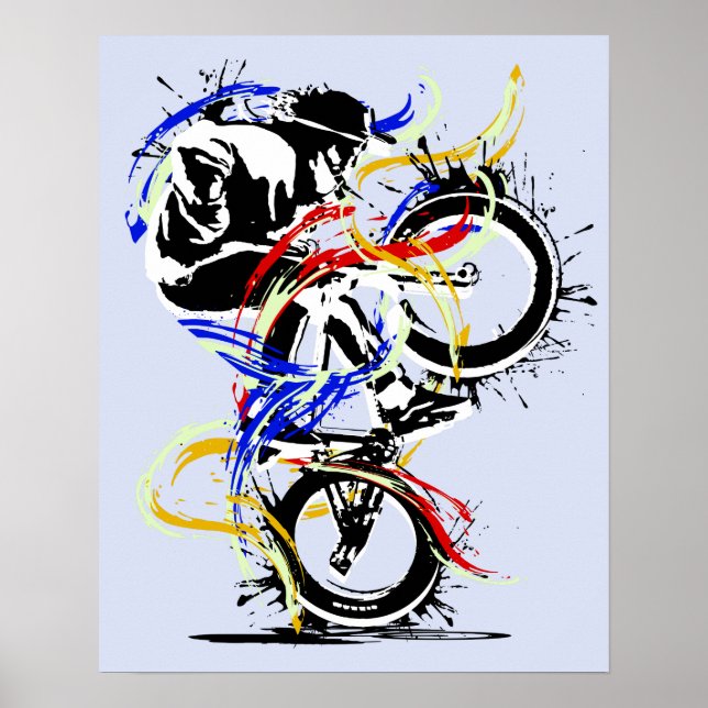 Classic BMX Flatland farbenfroh Poster (Vorne)