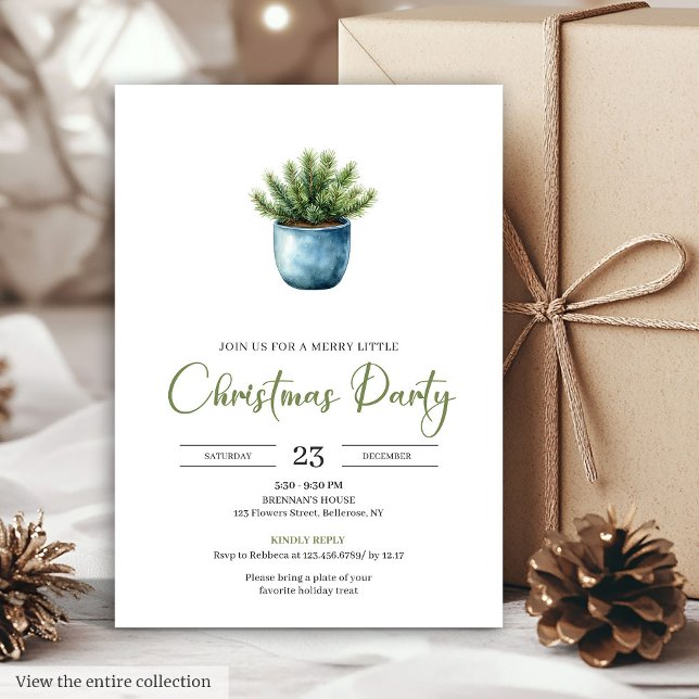 Classic Bohemian Earthy Watercolor Christmas Party Einladung (Classic Bohemian Earthy Watercolor Christmas Party Card)
