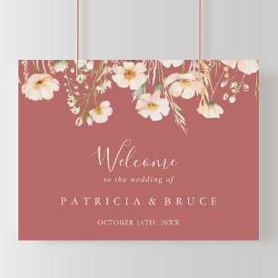 Classic Boho Blush Wildblume Begrüßungszeichen Poster