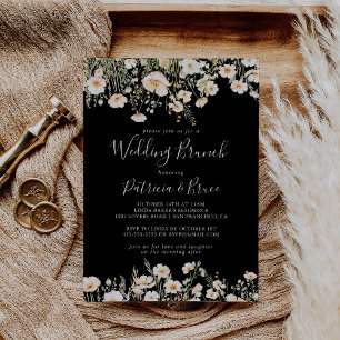 Classic Boho Blush Wildblume Black Wedding Brunch Einladung