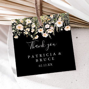 Classic Boho Blush Wildblume Black Wedding Geschenkanhänger
