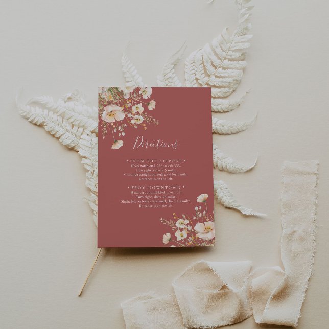 Classic Boho Blush Wildblume Hochzeitrichtungen Begleitkarte (Von Creator hochgeladen)