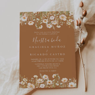 Classic Boho Blush Wildblume Nuestra Boda Wedding Einladung