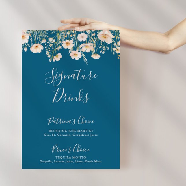 Classic Boho Blush Wildblume Signature Drinks Poster (Von Creator hochgeladen)