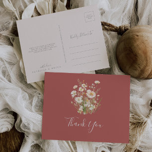 Classic Boho Blush Wildblume Vielen Dank Postkarte