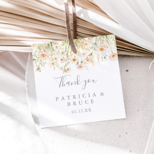 Classic Boho Blush Wildblume Wedding Geschenkanhänger (Von Creator hochgeladen)