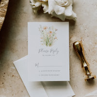 Classic Boho Blush Wildblume Wedding RSVP