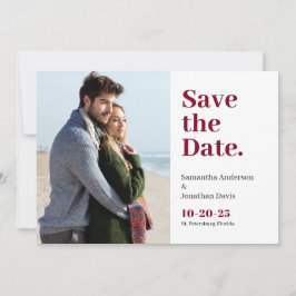 Classic Bold Burgundy Typografie Save The Date