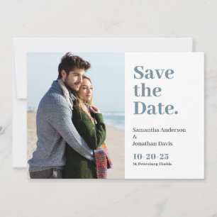 Classic Bold Dusty Blue Typografy Save The Date